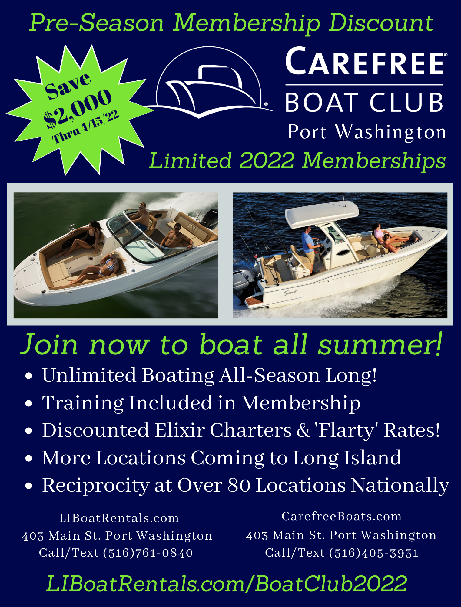 2022 Boat Club PreSeason Savings Email | Long Island Boat Rentals